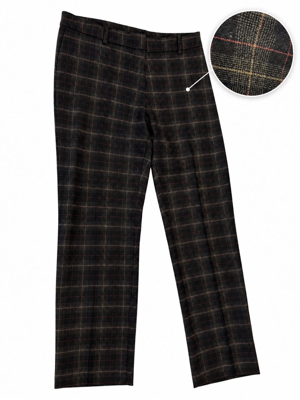 Weekend Max Mara Cigarette FITW13 Wool Stretch Plaid Trousers Black Size 12